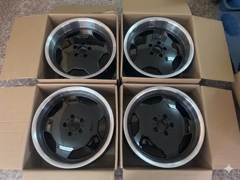 Mercedes Benz 18” Staggered Wheels W201 W124 W140 R129 Replica Monoblock AMG Black